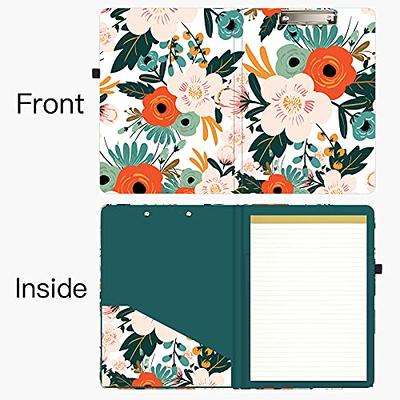 Hongri Clipboard Folio with Refillable Lined Notepad and Interior Storage Pocket for Students, Classroom, Office, Women, Man, Cute Custom Pattern