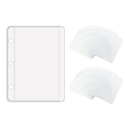 12 Pack 3 Holes Mini Binder Pockets Cash Envelopes Binder Pouches Clear PVC  Loose Leaf A9 Binder Pouch Sheet Protectors for 3-Ring Notebook Binder