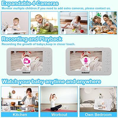 DoHonest Baby Monitor HD 1080P Camera Audio Home Wireless 5” Display Infant  Video Monitoring Remote Pan Tilt Infrared Night Vision 1000ft Range