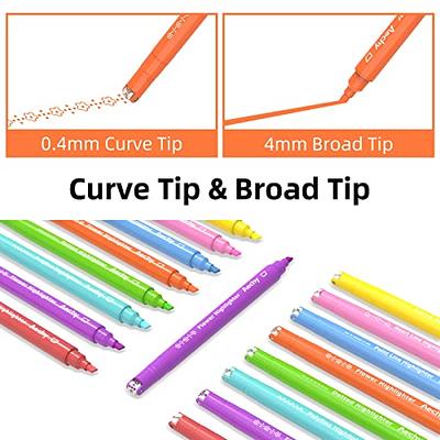 AECHY Colored Curve Pens Dual Tip Pens with 6 Different Curve