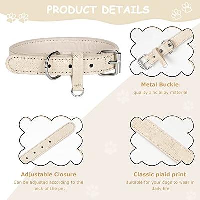  Dog Collar for Small Medium Large Dogs Pet Collars Girl Boy,  PU Stamping Leather Plaid Dogs Collar Adjustable Chihuahua Teacup Yorkie Puppy  Collar Cats (Medium (Neck 11-13in), Coffee) : Pet