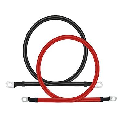 2 AWG Gauge Red + Black 1ft Parallel Battery Power Inverter Cables for  Solar, Auto, RV & Marine (Set)