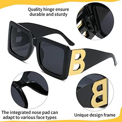 Fullgren Trendy Oversized Square Rimless Sunglasses for Women Men UV400  Metal Sun Glasses