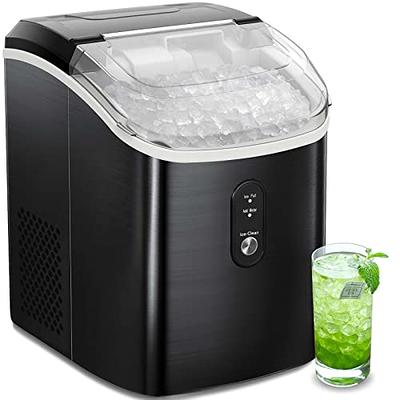 Kndko Nugget Ice Maker with Handle,33lbs/Day, Produce a Basket in 1.5 Hour,  Self-Cleaning, One-Click Design, Compact Ice Maker Nugget with Chewy Ice