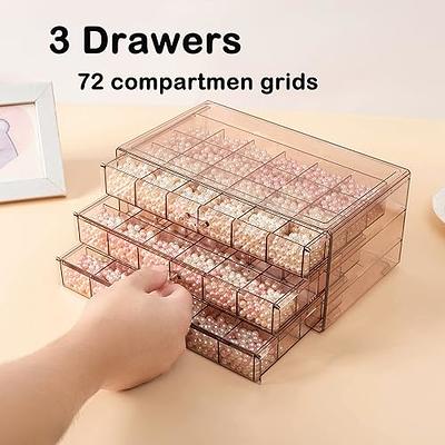 MIOINEY Compartment Storage Box with 3 Drawers Acrylic Transparent