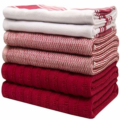 Premium Kitchen,Hand Towels (20”x 28”, 6 Pack) Large Cotton, Dish, Flat &  Terry Towel Highly Absorbent Tea Towels Set with Hanging Loop Gray