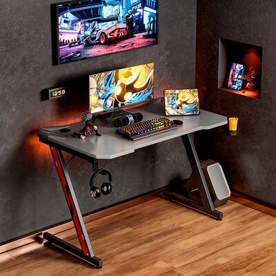 58 in. Green Ergonomic Computer Gaming Desk Workstation with Cup