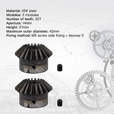 CNBTR 2PCS 45# Steel 2 Modulus 20 Teeth 14mm Hole Dia 90 Degrees Tapered  Bevel Gear Wheel - Yahoo Shopping