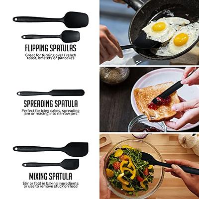 FONGLUAN Kitchen Utensils. Set of 3, Silicone Cooking Utensils Set,  Turner/Spatula, Spoons with Wooden Handle, Heat Resistant, Nonstick Cookware,  Dishwasher Safe, Black - Yahoo Shopping