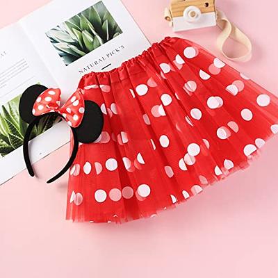 Nuolich Girls Polka Dots Tutu Skirt Mouse Ears Headband Toddler