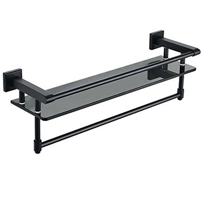 Bathroom Wall Shelf 15.7 In Black Glass Bathroom Shelf With 4