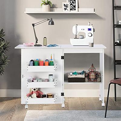 Folding Sewing Table with Storage, Sewing Craft Table Foldable with 3  Storage Shelves, Adjustable Sewing Craft Cart with Hidden Bins Lockable  Casters, Multifunctional Wood Sewing Cabinet Art Desk - Yahoo Shopping