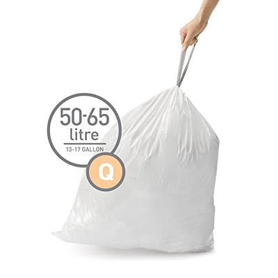 Plasticplace 21.5 in. x 30.75 in., 12-16 Gal White Drawstring Trash Bags Simplehuman* Code M Compatible (200-Count 2-Pack)