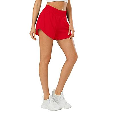 Aurefin Athletic Shorts for Women, Women's Quick Dry Running Track Shorts  Workout Active Shorts with Elastic and Zip Pocket 5 inch RED/XXS - Yahoo  Shopping