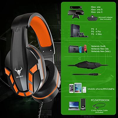 Kikc PS4 Gaming Headset with Mic for Xbox One, PS5, PC, Mobile Phone and  Notebook, Controllable Volume Gaming Headphones with Soft Earmuffs for Kid