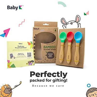 Lovely Bamboo & Silicone Baby Spoons for Learning Self-Feeding