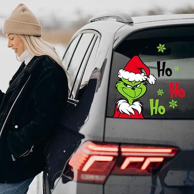 Christmas Ornament Grinch Truck Window Decoration Sticker Car Xmas