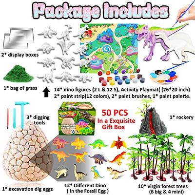 Dinosaur Painting with 6 Dinos & Painting Accessories, Children Fun Paint Your Own Dinosaur Art & Crafts DIY Dinosaur Toys for Preschool 3-5 Years Old