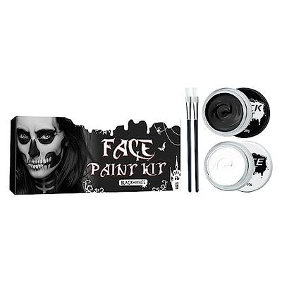 BOBISUKA Halloween Cosplay SFX Makeup Black + White Face Body Paint Special  Effects Makeup Kit Dress Up Non Toxic Face Painting Kits for Adult Full