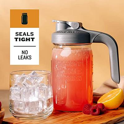 Mason Jar Pitcher With Pour Spout Lids & Handle 32 Oz Glass Wide Mouth  Breastmilk Pitcher With Flip Cap For Fridge Iced Tea, Sun Tea, Juice,  Coffee