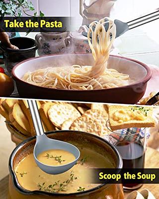 Silicone Pasta Fork and Soup Ladle Set, Non-Stick BPA Free Heat