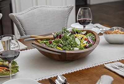 Large Salad Bowl, Wooden Bowl, Handmade Acacia Wood Big Bowl for