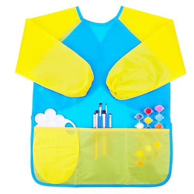 Lusofie 2 Pack Kids Art Smock Children Painting Apron Waterproof Long  Sleeve Toddler Aprons with 3 Pockets Girls Boys Toddler Smocks for Painting