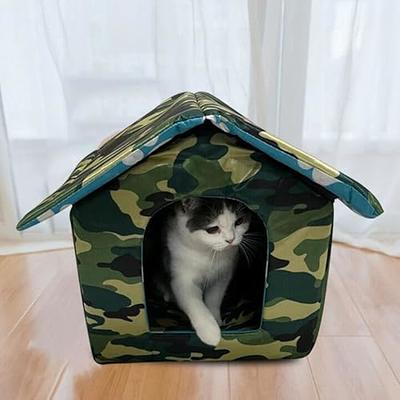 Outdoor Cat House Windproof and Warm Insulation Winter Dog House Pet Tent  Bed with Fixed Buckle, 13.7 * 12.9 * 11.8 inches - Yahoo Shopping