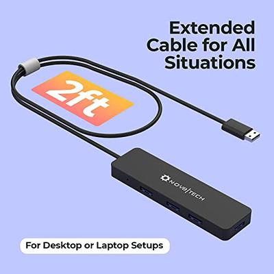 Fast 4-Port USB 3.0 Hub Splitter - USB Extender 4 Port USB Ultra Slim Data  Hub