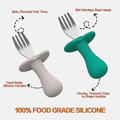 Toddler Utensils Baby Spoons and Forks Set with Case Bendable Self Feeding  Training Flatware Silicone Spoon Fork for Kids Babies Children Handle