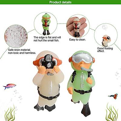 2-pack Fish Tank Decorations Cute Little Diver Aquarium Decoration