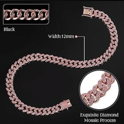 Chain Dog Cuban Luxury Necklace Gold Pet Collar Rhinestones Jewelry  Accessories