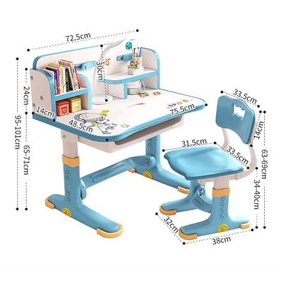 Cosvalve Premium Kids Study Desk and Chair Set Ergonomic Adjustable with Large Writing Board, Pull Out Drawer, Bookstand (Pink)