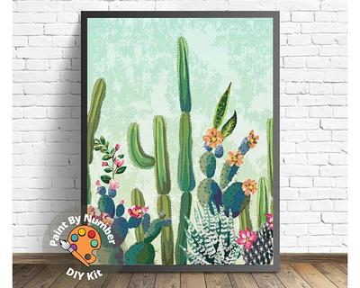 Succulents Garden Paint by Number Kit Adult, Canvas Painting ,DIY Color by  Numbers Set, Easy DIY Beginners Painting Kit ,home Decor 