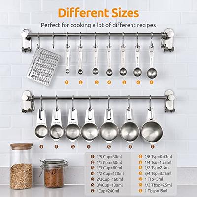 7Pcs Measuring Cups Set, Stainless Steel Measuring Cups & Spoons Set,  Stackable Measuring Cups with Coffee Spoon, Professional Heavy Duty  Measuring