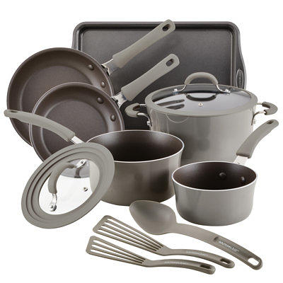 Bergner 10-Piece Non-Stick Aluminum Cookware Set, Black - Bed Bath