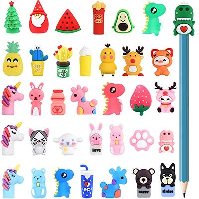 120 Pcs Pencil Topper Decorations Bulk Different Pencil Clips Decoration  PVC Pencil Toppers Accessories for Pupil Junior Students Gifts Awards Straw