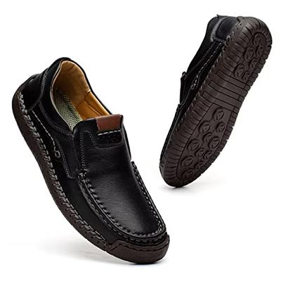  Slip On Shoes for Men Loafers & Slip-Ons Black Casual Leather  Shoes Wide Width Driving Shoes Please Choose A Larger Size for Big  Feet(Black40)