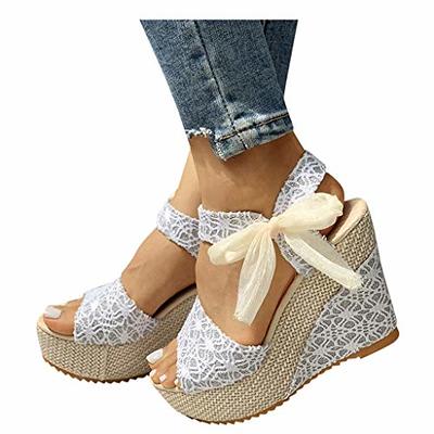 SUMOJIU Women'S Wedge Sandals Platform, Ankle Strap