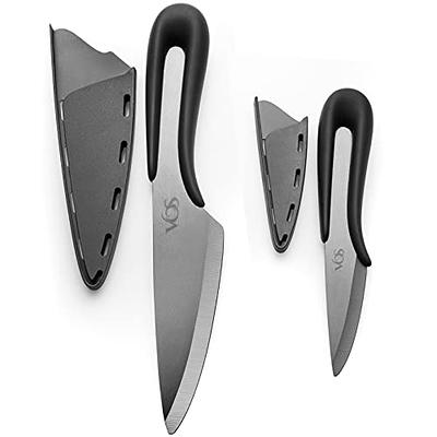 Vos Ceramic Knife Set with Covers 2 Pcs - 5 Santoku Knife, 3