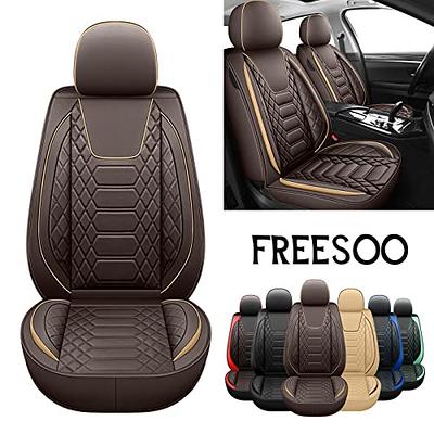  FREESOO Car Seat Covers Leather Seat Cover Full Set Beige  Automotive Cushion Protector Accessories Airbag Compatible Universal Fit 5 Seats  Vehicle : Automotive
