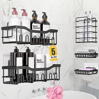 EUDELE Shower Caddy 5 Pack,Adhesive Shower Organizer for Bathroom  Storage&Home Decor&Kitchen,No Drilling,Large Capacity,Rustproof Stainless  Steel Bathroom Organizer,Shower Shelves for Inside Shower
