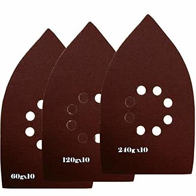 80 Grit Mouse Sander Sandpaper, 50pcs Sanding Pads for 5.5'' Detail Sanders, Hook N Loop Sandpaper Mouse Discs for Woodworking, Metalworking, Crafts