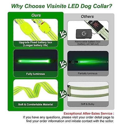 Visinite LED Dog Collar Rechargeable USB, Fully Adjustable Light