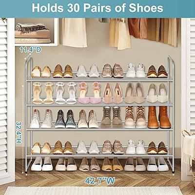 SONGMICS 8-Tier Shoe Rack Shoe Organizer 32-40 Pairs Shoes Metal Shoe  Storage for Garage Entryway Set of 2 4-Tier Stackable Shoe Shelf with  Adjustable