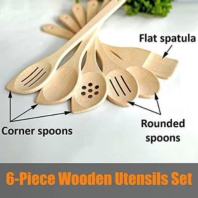 Deluxe Wooden Cooking Utensils Set of 9 - Complete Kitchen Utensils for  Cooking with Storage Box & Spoon Holder - Durable and Nonstick Natural Wood
