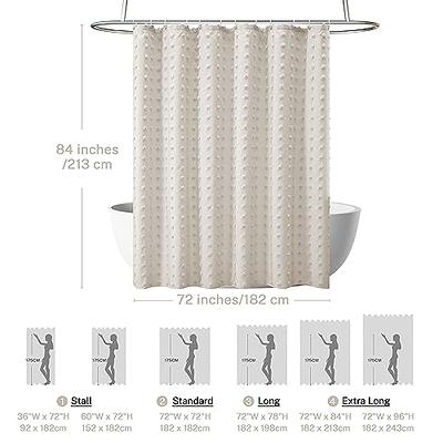 Herringbone Fabric Shower Curtain Farmhouse Waterproof Shower Curtain with  Hooks