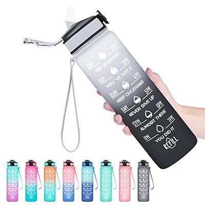 Portable Water Bottles with Time Marker and Straw Motivational Drink Travel  Water Bottle Leak-proof Cup for Fitness Gym Outdoor