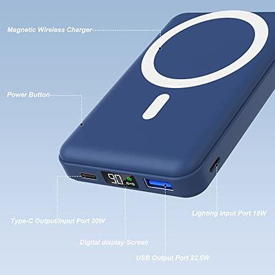 Magnetic Wireless Portable Charger, 10000mAh Wireless Power Bank A PD 22.5W  Fast Charging with USB-C LED Display Mag-Safe Battery Pack Compatible for