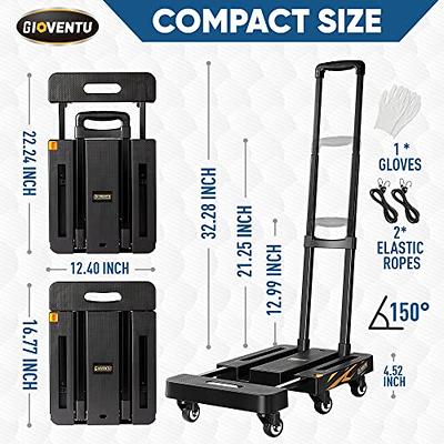 Oyoest Aluminium Hand Truck Dolly Heavy Duty 440lbs Capacity 2 in 1  Convertible Folding Hand Truck with Pneumatic Wheels and Telescoping